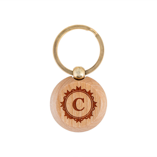 Round Monogram Crown Custom Keychain